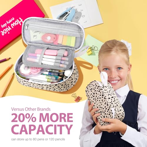 Image of Jcocylse Large Capacity Pencil Case Portable Pencil Pouch Bag School Supplies for College Students Girls Boys Adults(Beige Leopard)