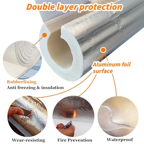 Coquilla de aislamiento térmico de espuma con aluminio de 1m y espesor protector para tuberías 7