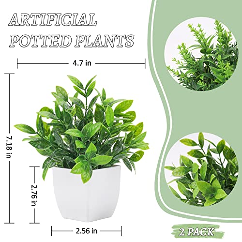 A Bundle Of Jc Nateva 16" Small Fake Plants Artificial Potted Faux Plants And 2 Packs Fake Plants Small Faux Artificial Small Potted Plants Indoor For Office Desk Shelf Bathroom Home Decor #TOP3