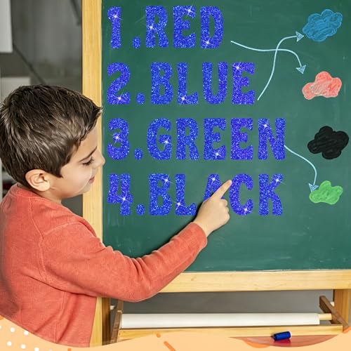 Image of Bulletin Board Letters 129 PCS Glitter Letter Stickers Large 4 Inch, Blue | 12 Sheets,Alphabet Number Stickers,Self-Adhesive,Sticker Letters for Poster Board,Classroom,Display,Mailbox,Craft,Party Decor