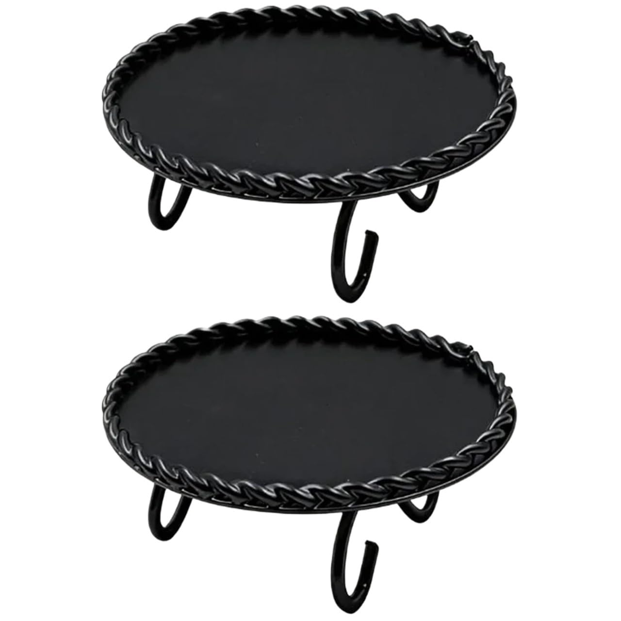 Iron Candle Holders 2pcs Pillar Plate Candle Holder Wedding Centerpiece Versatile Holders For Events Home Decor(Black)