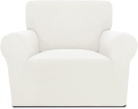 PureFit Stretch Chair Sofa Slipcover Spandex Jacquard Non Slip Soft Couch Sofa Cover, Washable Furniture Protector with Non Skid Foam and Elastic Bottom for Kids Chair, Cream