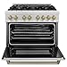 ZLINE Autograph Edition 36 in. 4.6 cu. ft. Legacy Dual Fuel Range with 6 Burner Gas Cooktop and Electric Convection Oven in Satin Stainless Steel and Champagne Bronze Accents (RASZ-SN-36-CB)