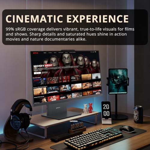 Image of Lenovo IdeaCentre 27 inch FHD All-in-One Desktop, Intel Cor i5-13420H, 32GB RAM, 3TB Storage (2TB SSD+1TB Docking Station), Intel UHD Graphics, Wireless Keyboard & Mouse, HD Camera, Win 11 Pro, Grey
