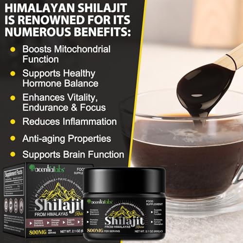 Shilajit Resin, 60g Shilajit Original Himalaya Bio Pures Himalaya Shilajit Harz mit Fulvinsäure und 85+ Spurenelemente, Vegan & Ohne Zusätze, 800mg (2er Pack)