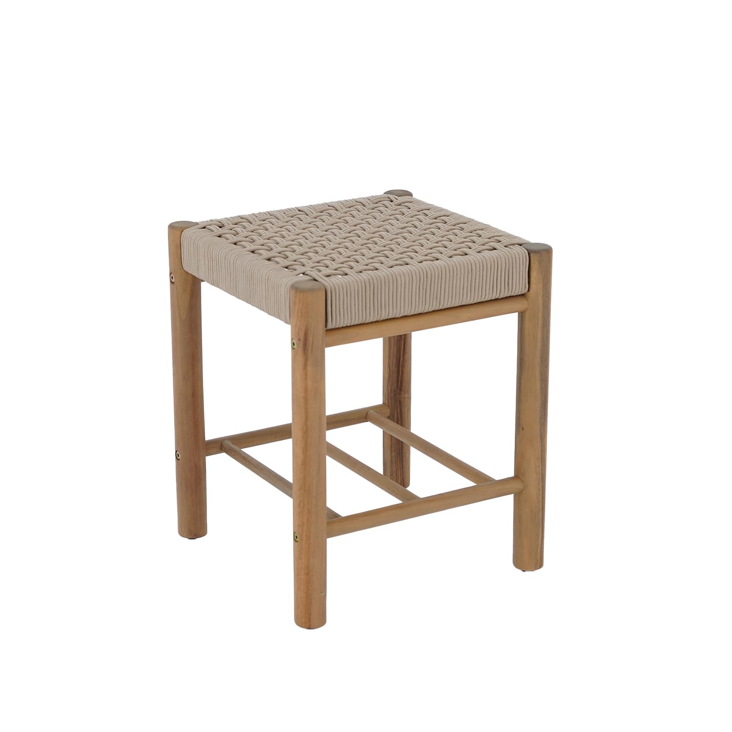 BAÏTA Tabouret intérieur et extérieur AVI en Bois d'acacia et Corde Beige