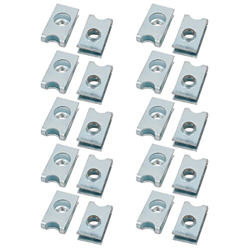 Aexit M6 24mmx13mm Home Hardware Iron Extruded U Nut Clip Silver Tone 20pcs Model:52as439qo608