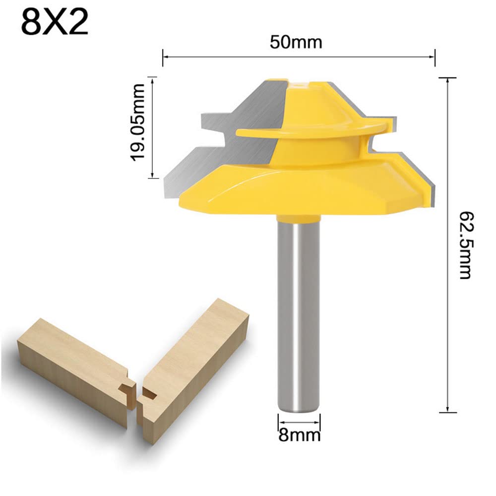 45 Grados Cerradura Mitre Router Bit con 8 mm vástago de carburo fresa de junta profesional para carpintería herramientas