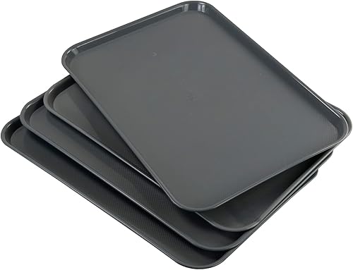 Miniatura 7 de Begale Paquete de 4 bandejas grandes de plástico multiusos, bandejas grises para botas, 25.39 x 17.63 pulgadas