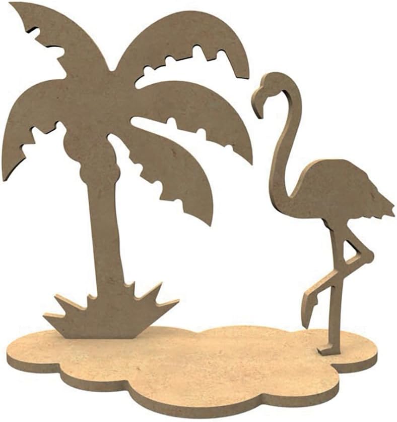 Pink Flamand/Palm Tree – 3D Decoration PEFC Certified 100% – Wooden Craft Kit for Children