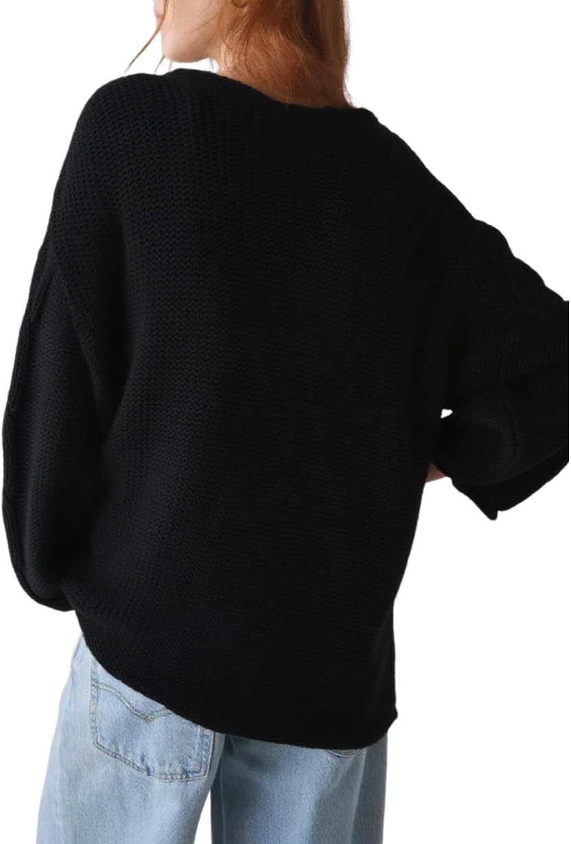 Melliflo Womens Oversized Cable Knit Sweater Fall V Neck Chunky Knit Sweater Casual Pullover Sweater Top - Image 5