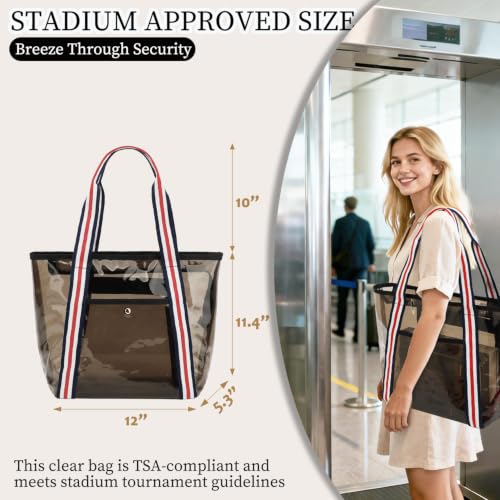 Image of Fammart Clear Bags 12x6x12 Stadium Approved, Jelly Tote Bag for Women with Zipper for Beach Sports Concerts Work