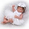 Pinky Reborn 10 Inch 26cm Mini Full Body Reborn Doll Silicone Baby Girl Hard Vinyl Realistic Looking Baby Dolls Kids Xmas Gift White Dress