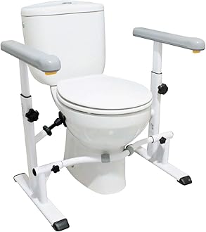KMINA - Disabled Bathroom Bar, Toilet Support Structure, WC Armrest for Elderly, Toilet Armrests for Elderly, Handicapped Bathroom Handicap Handle, Adjustable Width and Height.
