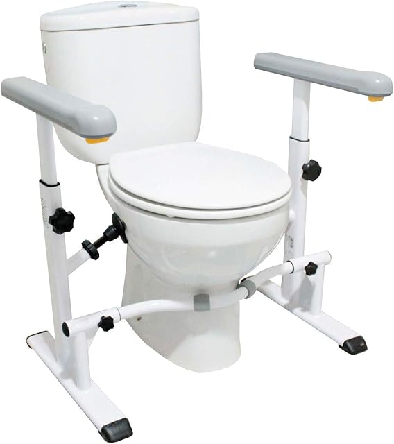 KMINA - Toilet Frame for Disabled and Elderly, Sturdy Toilet Safety Rails Free Standing, Disabled Toilet Support Frame, Height and Width Adjustable Toilet Rails, Toilet Surround Safety Frame