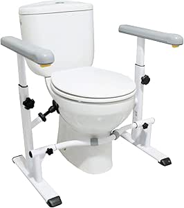 KMINA Asidero Baño Resistente, Estructura Apoyabrazos WC Mayores, Altura y Anchura Regulable, Marcos de seguridad para Inodoro