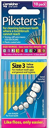 PIKSTERS - for cleaning between teeth-Size 3 (Yellow)- 10Pk by erskineDental