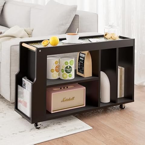 MEISSALIVVE Narrow Side Table with Wheels Cover