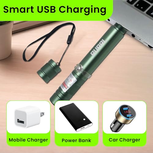 Image of Ruaal Green Laser Pointer High Power | Smart USB Rechargeable Laser Light Pen | Laser Light Powerful Long Range 5000m Beam | Laser Pointer for Presentation, Stargazing, Outdoor Use
