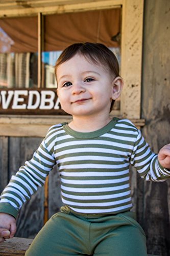 L'ovedbaby Unisex-Baby Newborn Organic Long-Sleeve Bodysuit, Sage/White, 9/12 Months #TOP2
