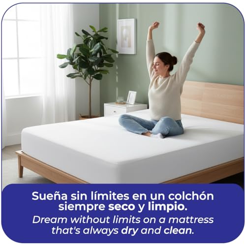 Miniatura 2 de Bluziman Protector Colchon 90 Impermeable, 100 Algodón Fabricado En España, Altura Hasta 35cm, Cubre Colchon Protector De Colchon Anti Acaros, Funda Colchon, Mattress Protector Cama 90x190 200