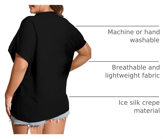 Eytino Womens Plus Size Summer Tops V Neck Short Sleeve Dressy Casual Blouse Work Shirts (1X-5X)