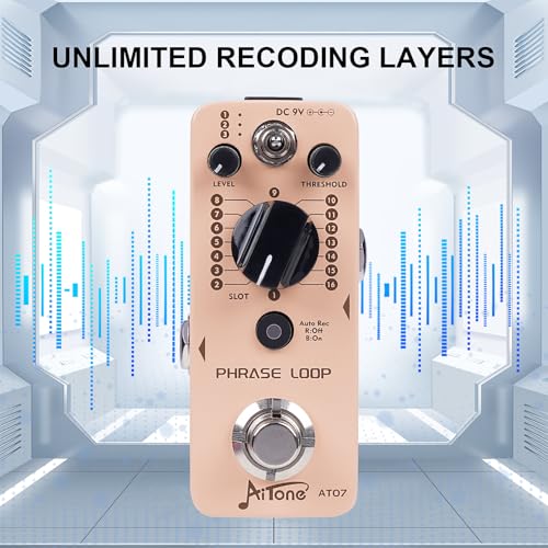 AITONE Looper Pedal Electric Guitar with Ultra-long 480 Minutes Looping Auto Recording Mode 3 Saving Banks and 16 Slots Per Bank (AT-07)