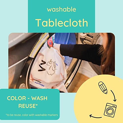 Bimoo Cats And Dogs Coloring Tablecloth For Kids - Washable & Reusable Coloring Fabric - Ideal For Birthday Party - Coloring Activity For Children & Adults - Size 45”X45” - Giant Coloring Pages #TOP2