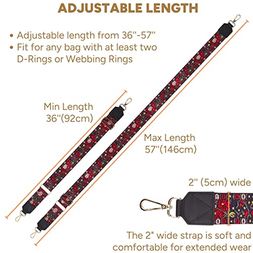 Image of BAKKO Crossbody Strap Top Grain Leather Ends Gold Metal Hardware 2 inch Wide Shoulder Strap Replacement fits Handbags Purses Messenger Duffel Bags Gold Metal Hardware Adjustable Length from 36 inch-57 inch