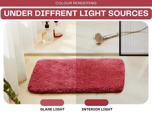 Image of SANMARINO Super Soft Shaggy Bathroom Rugs, Absorbent Thick Anti-Slip Microfiber Bath Rugs, Quick Dry Machine Washable Bath Mat for Bathroom Floor, Bathtub and Shower 17 inchx24 inch - Red