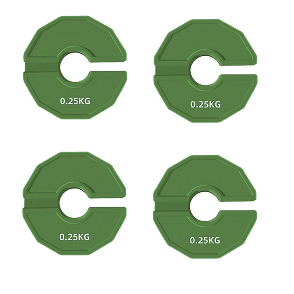 4 STK. Gym Mikro-Gewichtsplatten Aus Gummi, Passend für Standard-Hanteln und Kettlebells, zum Hinzufügen Von Gewichtsscheiben mit 0,25 Kg, in Grün.
