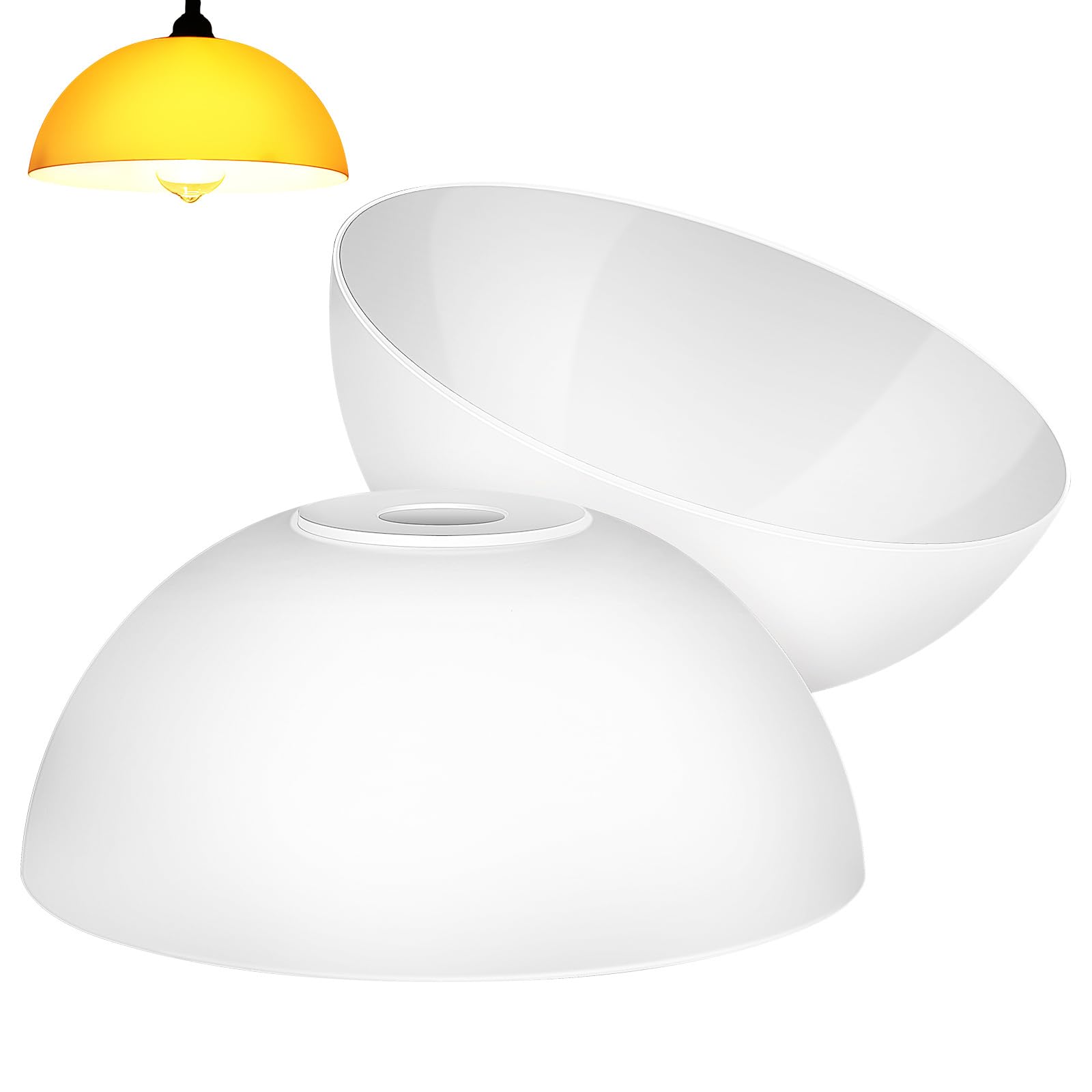 Luxshiny 2Pcs Plastic Lamp Shade Replacement | 11 Inch White Mushroom Light Shade for Floor Lamps & Ceiling Lights | 42mm Fitter Dome Cover for Home Decor & Torchiere Fitting