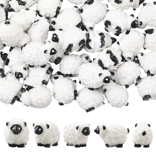 SOFPLATE 1 boîte de 0.98 x 0.57 x 0.61cm de Figurines Miniatures de Moutons en Résine Mini Figurines de Moutons Blanches Décorations de Gâteaux D'Animaux...