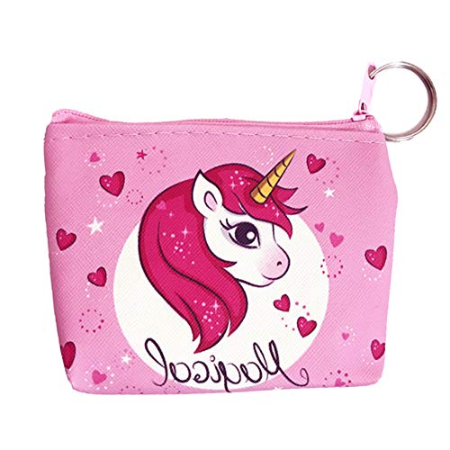 Lumanuby. 1x Licorne Femmes Filles Cash Porte-Monnaie Portable Petit Mini Portefeuille pour Transporter des Notes en Papier clés ID Cartes de crédit licences écouteurs
