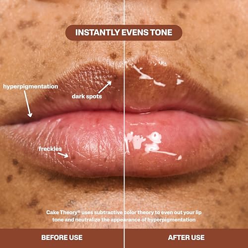 Image of POUND CAKE Cake Theory Plumping Lip Oil | Hydrating & Moisturizing Lip Oil Balm, Lip Gloss, and Lip Mask with Hyaluronic Acid | Clean, Vegan Formula | Lip Plumper Treatment | 0.23 oz, Melted Butter