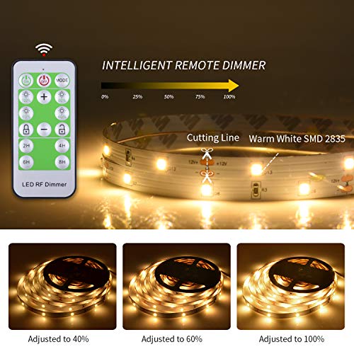 Image of LED Strip Lights Warm White 50ft Dimmable 3000K Strip Lighting, 12V 15M 900 LEDs 2835 Flexible led Light for Bedroom, Kitchen, Home Decoration