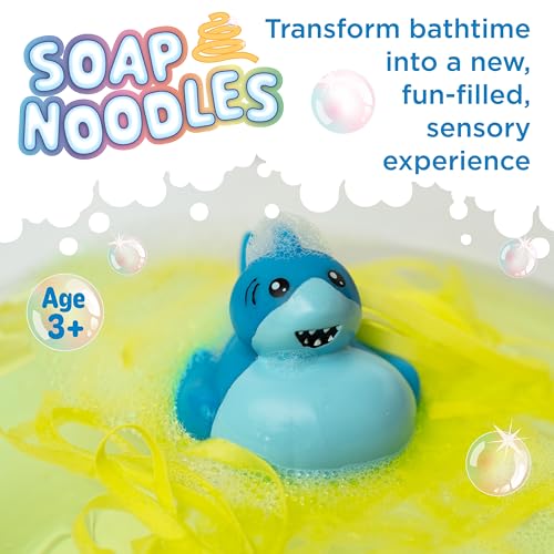 Creativity for Kids Soap Noodles Shark Bath Set | Mix, Swirl & Play with Green Soap Noodles & Nibbles The Shark Duck | Sensory Bath Toys & Fine Motor Skill Crafts (Ages 3+)