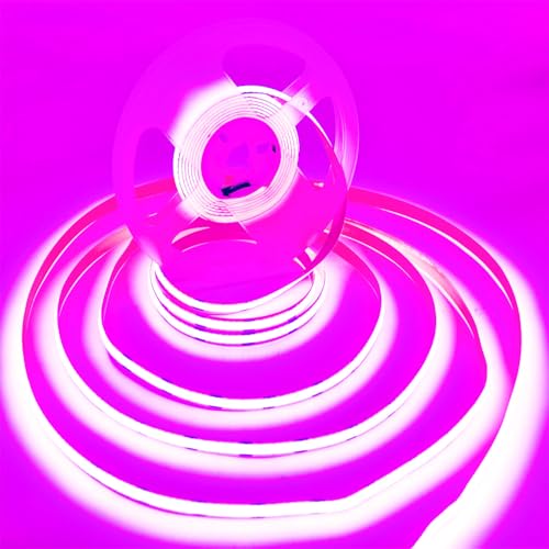 Image of COB Strip Lights,DC12V 16.4ft /5m Super Bright Dimmable 48000LM LED Light Strips, High Density Non-Waterproof 2400 LEDs Ribbon Light, More Evener Lighting Than SMD Strip Lights (Pink)