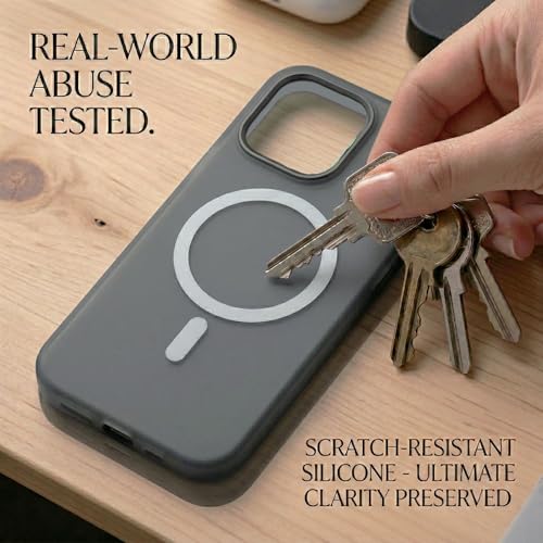 Image of amazon basics Luxury MagSafe Compatible Magnetic Case for iPhone 15 Pro | Soft Touch Matte Pastel Finish | Shockproof Back Cover with Camera Protection (Black)