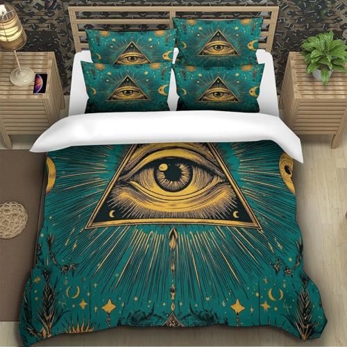 Housse de couette 3D œil mystique microfibre parure lit - 5