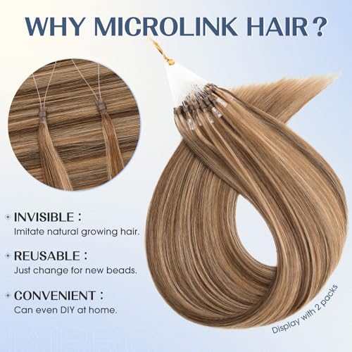 Hairro JK-SY-UOSTH2656BQ Microlinks Hair Extensions Highlighted Balayage Micro Bead Ring Loop Tipped Hair Seamless Straight Real Human Hair thumb #1