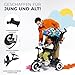 Kinderkraft Aston Dreirad ab 9 Monate bis 25 kg, Kinderdreirad mit schubstange, drehbarer Sitz Vorwärts und Rückwärtsfahrt, ausklappbarem Verdeck mit Sonnenschutz, Happy Shapes