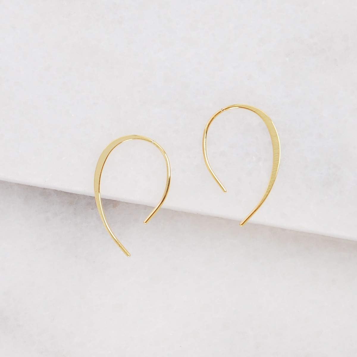 Upside Down Hoop Earrings - Hypoallergenic Lightweight Wire Needle Drop Dangle Threader Hoops for Women, Safe for Sensitive Ears - Plated in 925 Sterling Silver or 18k Gold - Image 3