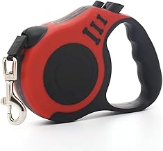 Retractable and Extendable Dog Leash, 5M Leash with Non-Slip Handle for Medium Small Dogs up to 15 kg (Red)