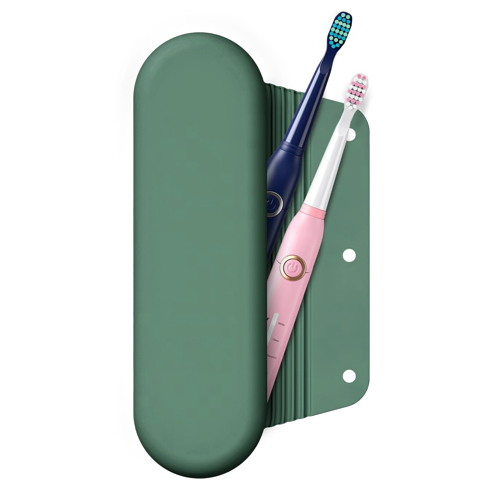 Housse de voyage brosse à dents électrique silicone compatible modèles manuels, étui vert