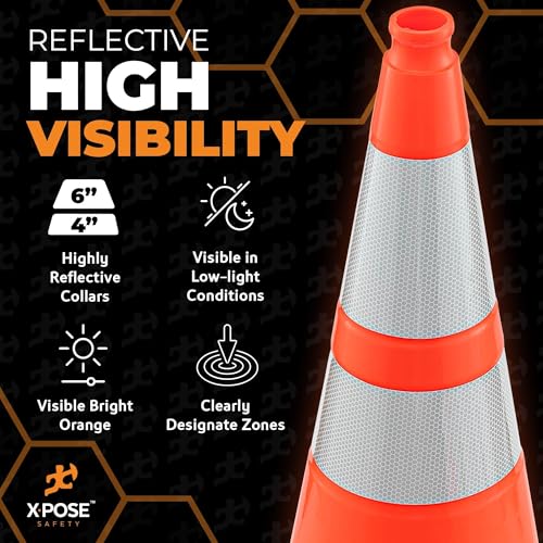 Image of Xpose Safety 28 inch Orange Traffic Cones, Bulk Half Pallet 150-Pack