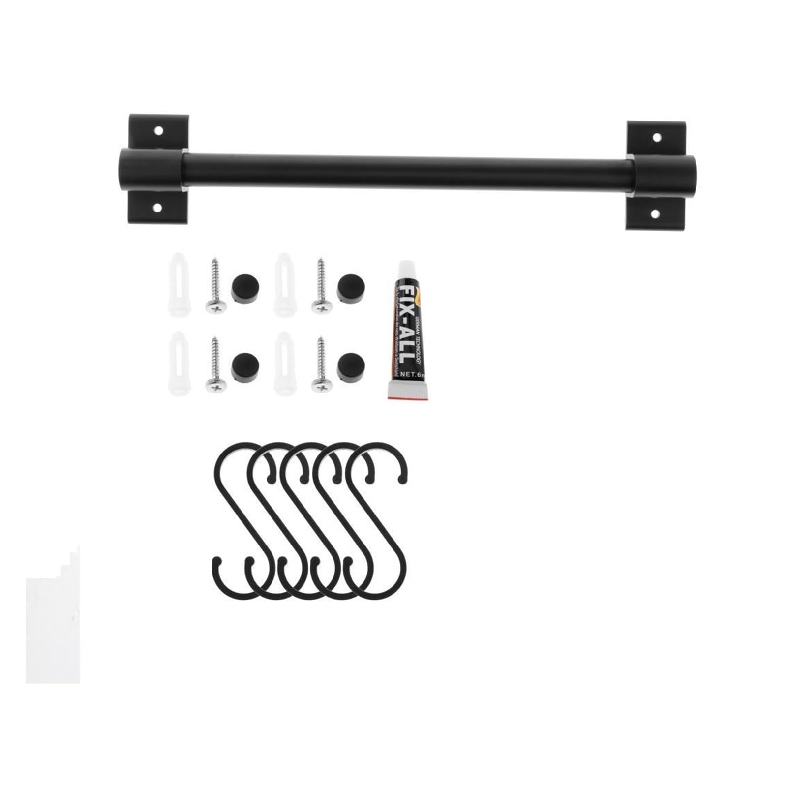 SparklWLeaf Wall-Mounted Kitchen Rails Kitchen Rail Rack with 1Hooks, Utensil Wall Mounted(5 Hooks 30cm)