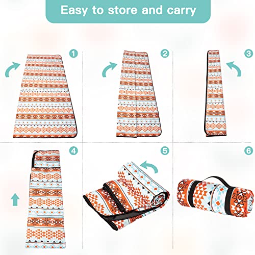 Airensky Extra Large Picnic Blanket(79 \"x 82\"), 3-Layer Thickening Waterproof Camping Blanket, Sandproof Picnic Blanket for Beach, Machine Washable, Wear-Resistant, Soft and Comfortable(Boho Red)