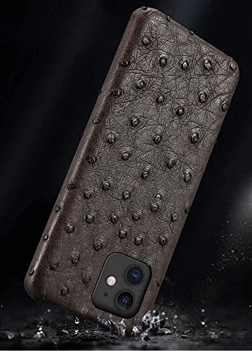Coque en cuir d'autruche iPhone 12 Pro luxe bleu antichoc - 3