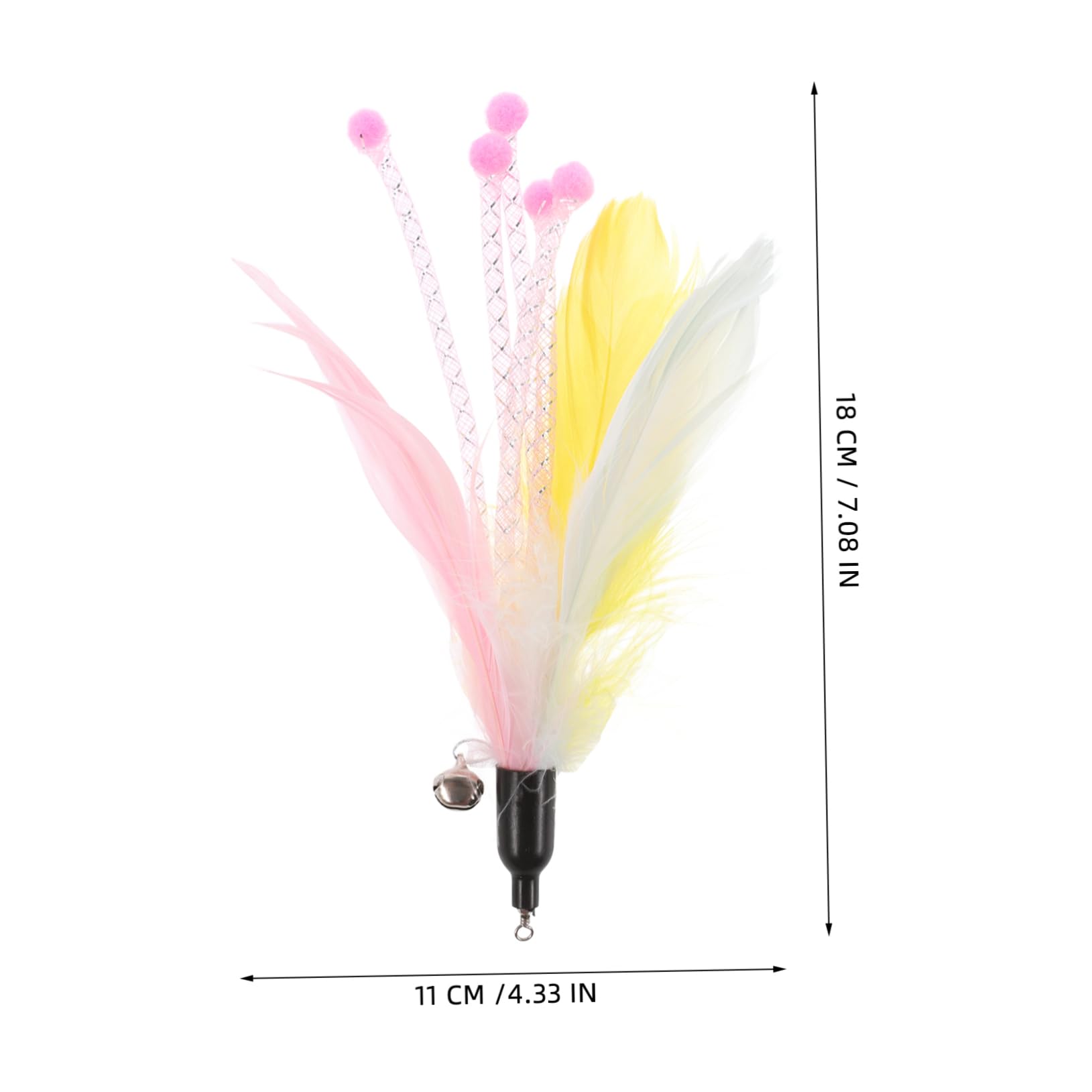 VANZACK 24pièces Jouets à Plumes Multifonctionnels pour Chats Accessoires De Jeu Intérieurs pour Chats avec Cloches Remplacements Doux Et Sécurisés pour Éveiller Instinct De Chasse